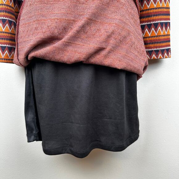 Zink London Dress Aztec Print Long Sleeve Rust Orange Small Stripes Western - Picture 7 of 12